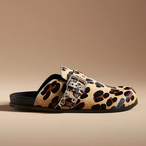 Anthropologie Leather Buckle Slip-On Mules NWT Sz 7 - Picture 3 of 3